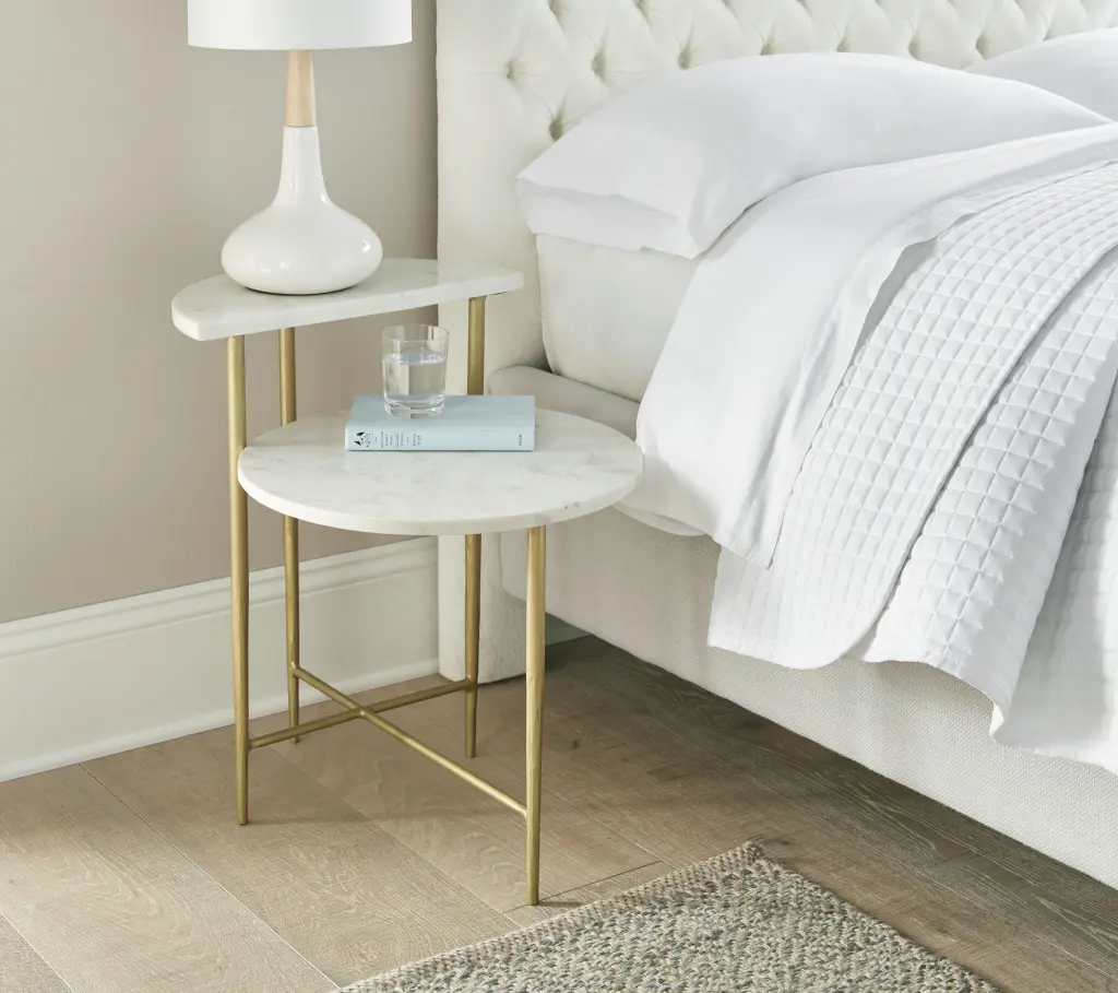 Patna White Marble Top Side End Table Living Room steve silver furniture