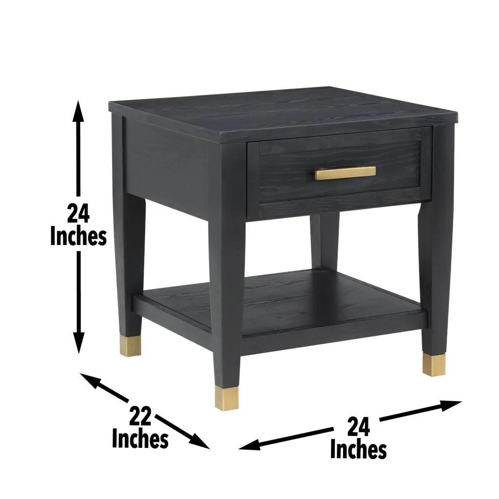 Yves End Table Black Timber Side Table Living Room steve silver furniture