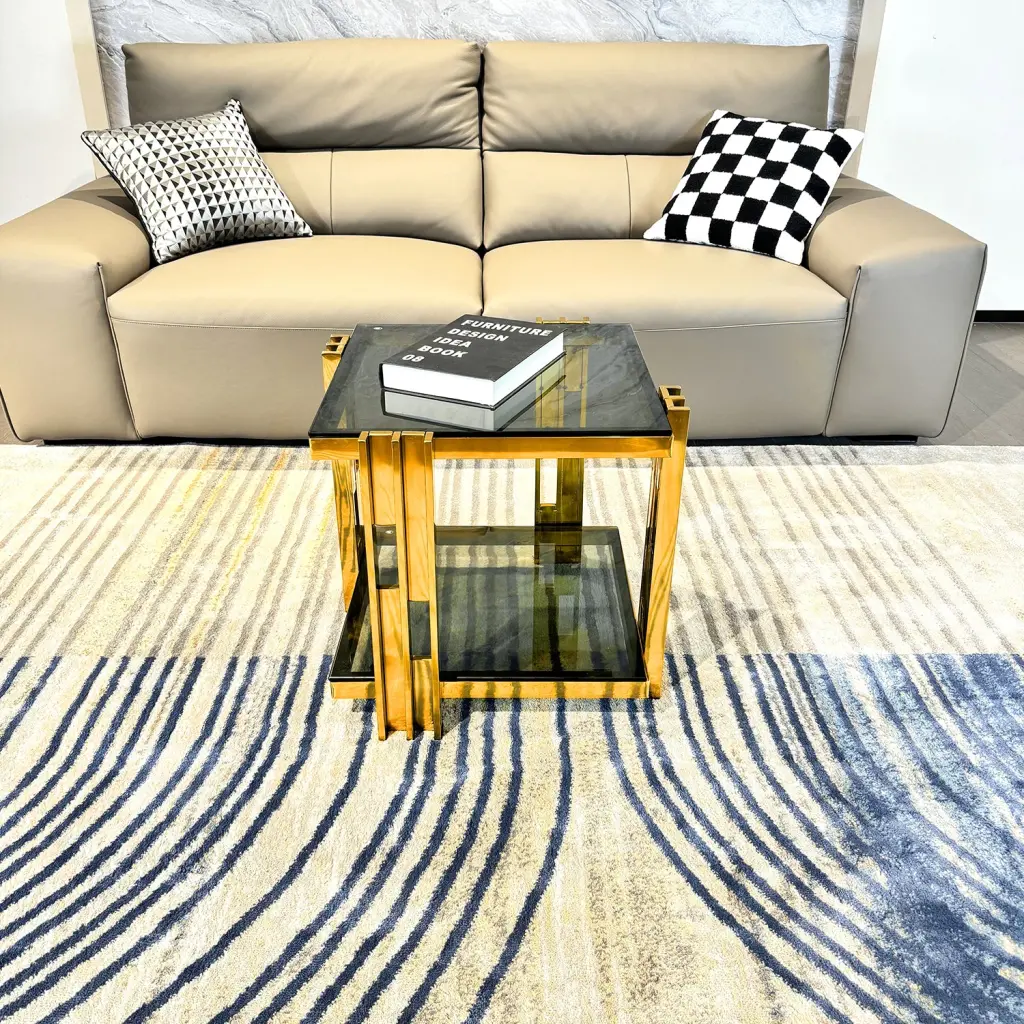 Stainless Steel End Table Black Tempered Glass Top - Double Layer Side Table t2949