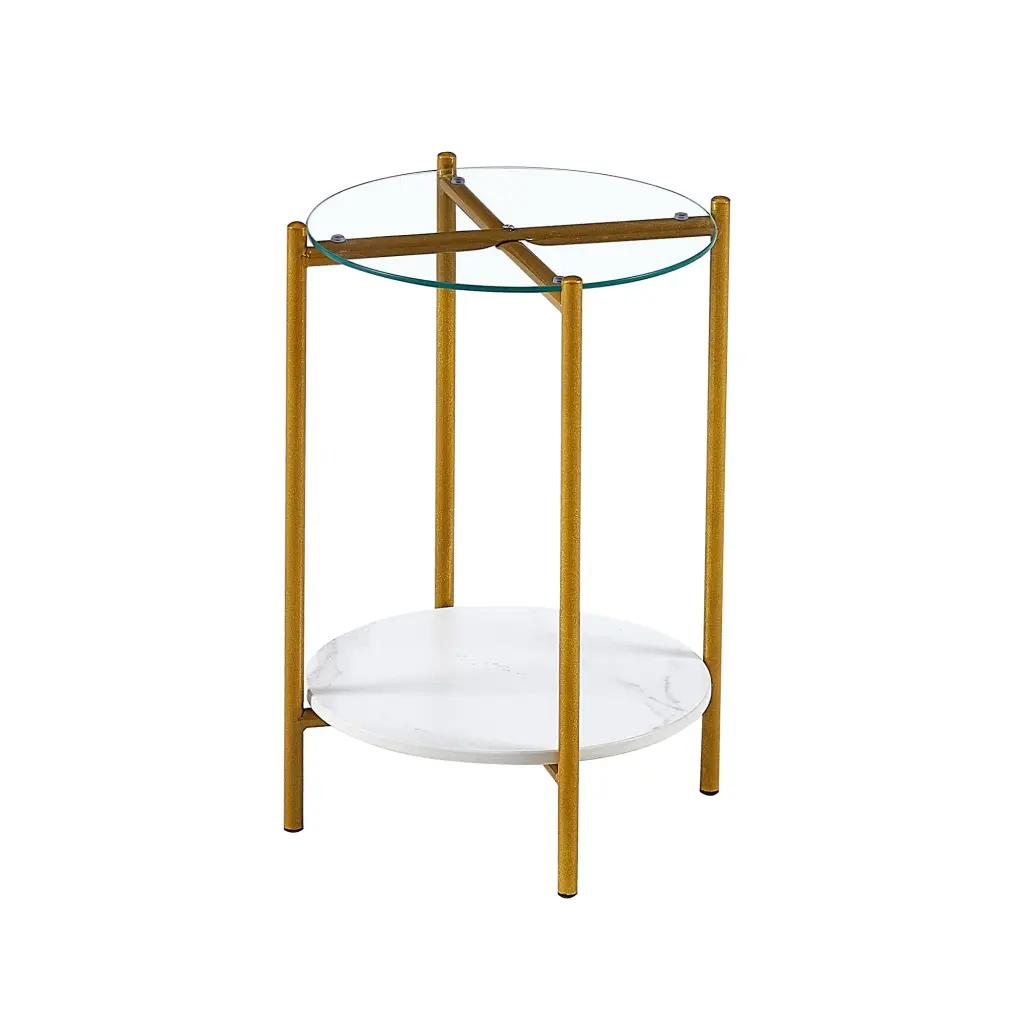 2 Layer End Table Whole Stone Tabletop Round Coffee Table w2181