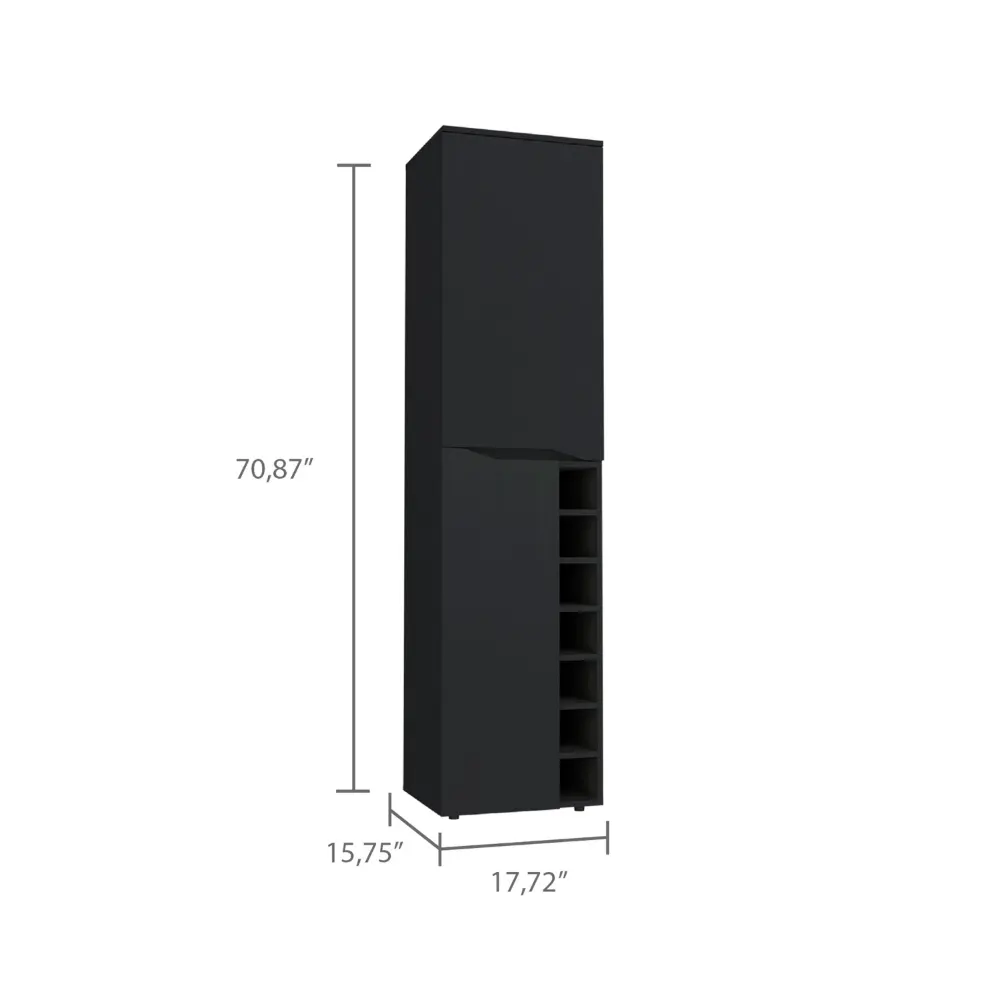 Obregon Tall Cabinet Seven Cubbies and Two Door Cabinets Black tuhome