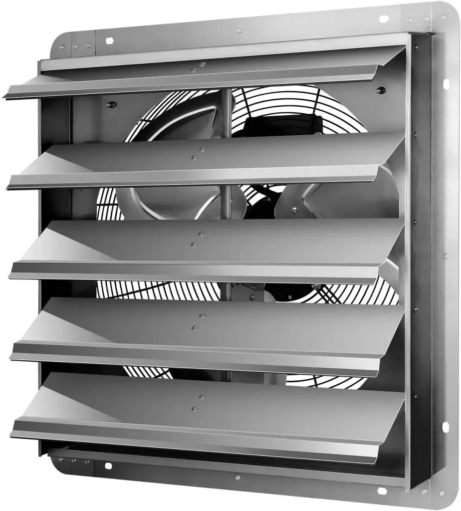 20 Inch Wall Mounted Shutter Exhaust Fan Aluminum 1200 Rpm 3368 Cfm w1134dhs
