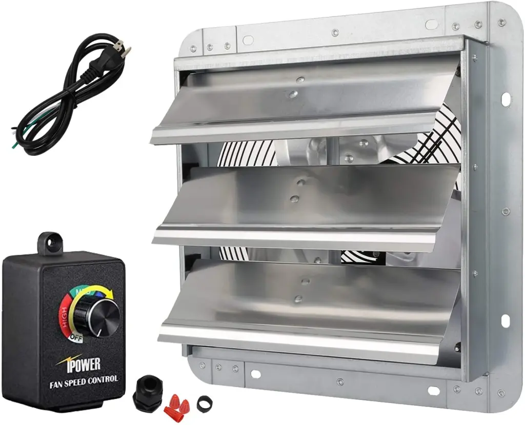 iPower 10 Inch Shutter Exhaust Fan Aluminum Power Cord Ventilation w1134dhs