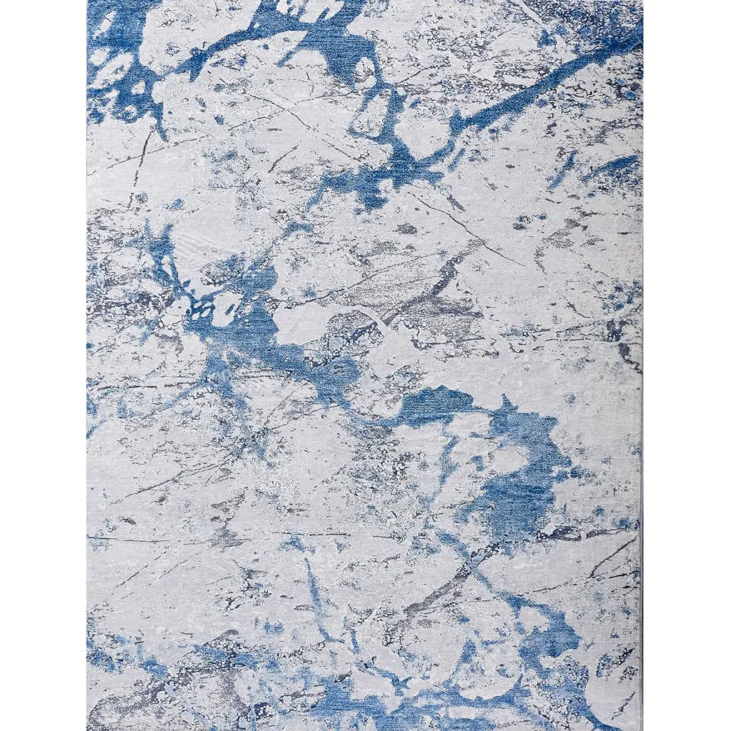 Zara Collection Abstract Design Shiny Metal Blue Machine Washable Super Soft Sofa furnings