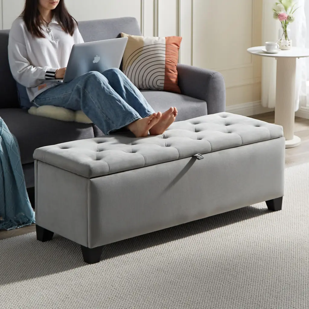 1228 Grey Beige Fabric Material Upholstery modernben furniture
