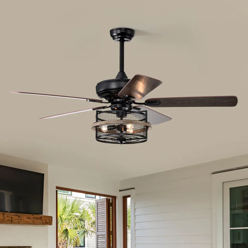 52 Inch Farmhouse Ceiling Fan Remote, 3 Lights Ceiling Fan Light Kit hengermei