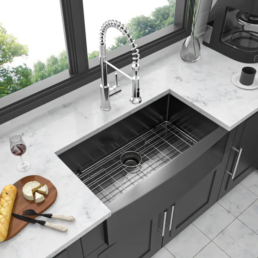 33 Inch Gunmetal Black Farmhouse Sink Stainless Alloy Metal lordear