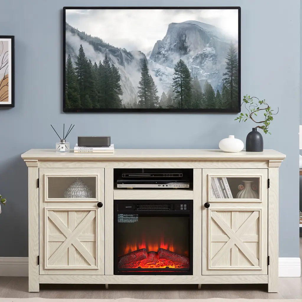 2 Doors Cabinet Farmhouse TV Stand Barn Design Rustic Storage Cabinet rnb