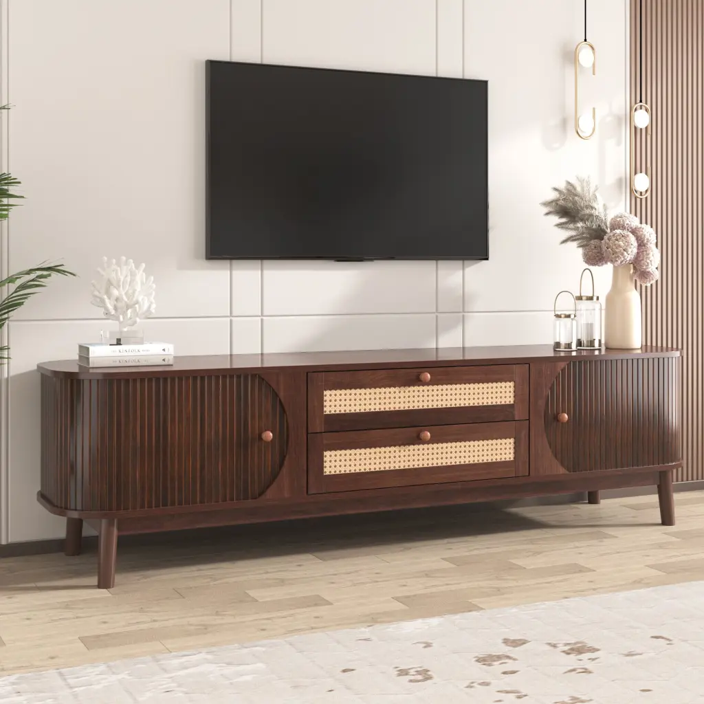 Rattan TV Stand TVs Up to 75 Inches Modern Farmhouse Media Console rnb