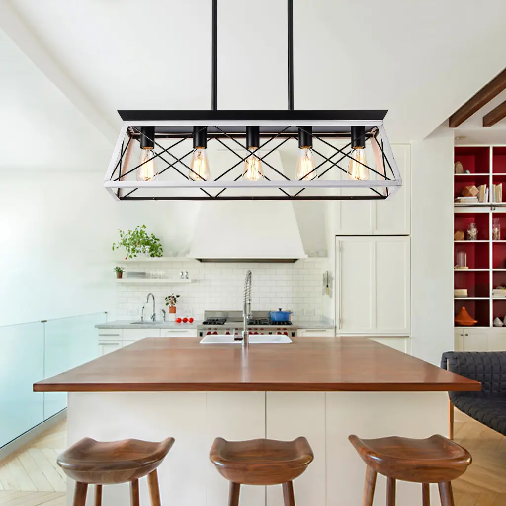 5 Light Farmhouse Chandelier Dining Room W134065438 L1001 Style lighting commune