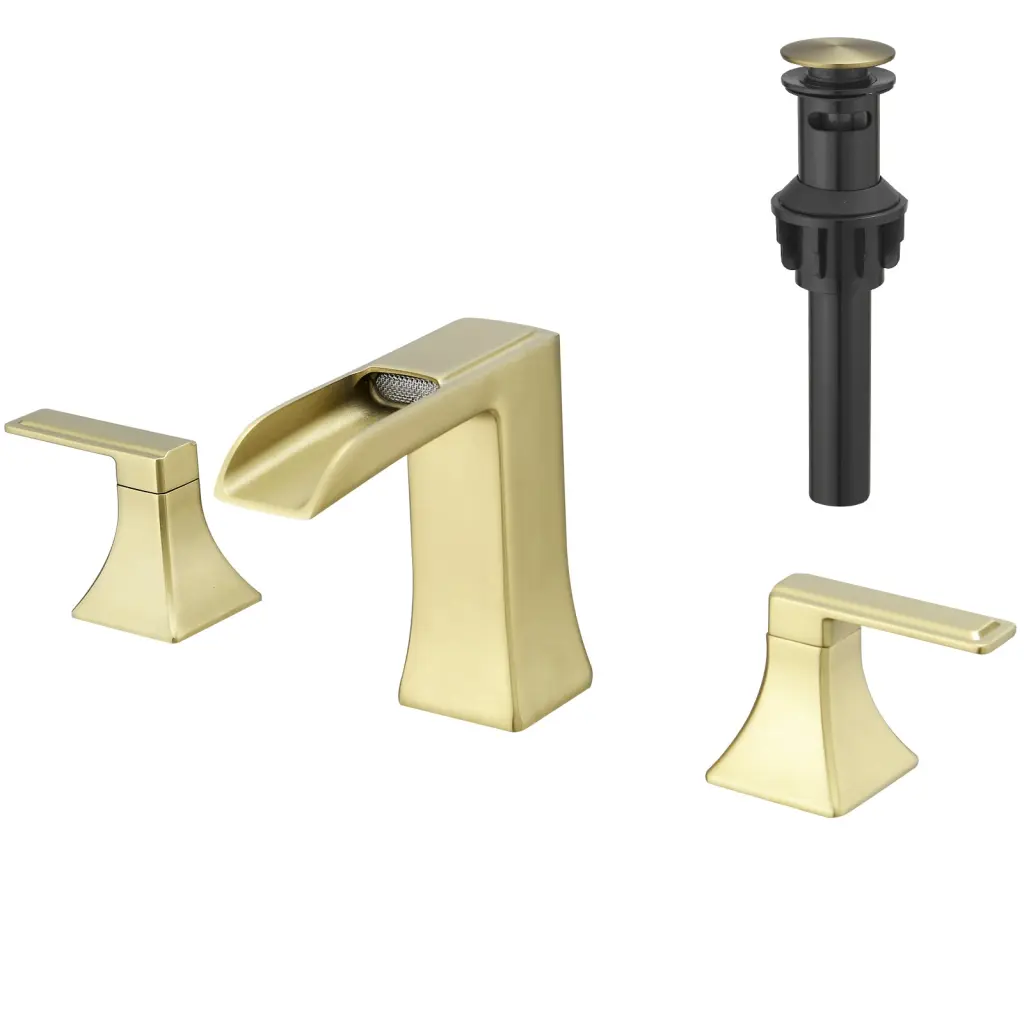 Bathroom Faucets Sink 3 Hole Nickel Precious Metal 8 Inch Widespread Bathroom Faucet flg