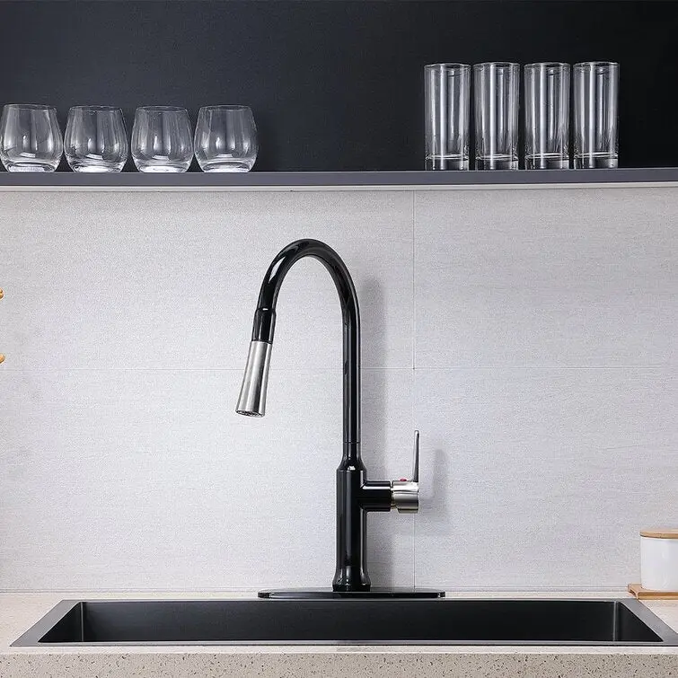 Pull Down Single Handle Kitchen Faucet Matte Black Add Ons sihua sanitary ware