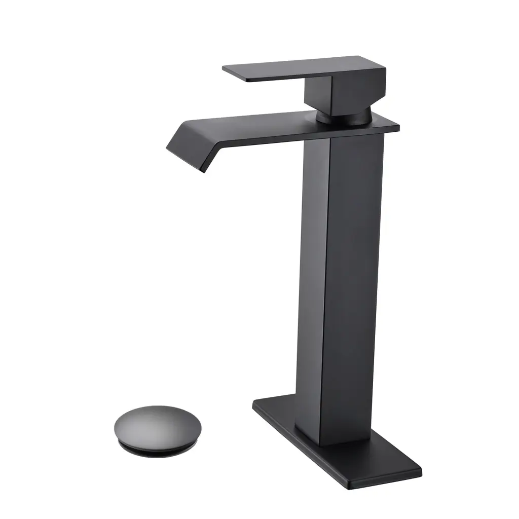 Waterfall Spout Bathroom Sink Single Handle Faucet Pop Up Drain Modern Chrome Faucet w928 dongtu group