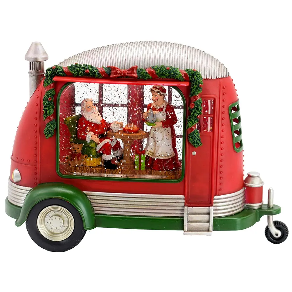 Christmas Plastic Resin Camper Mr & Mrs Santa Tea Time 11.3X4.4X8H evergreen decor