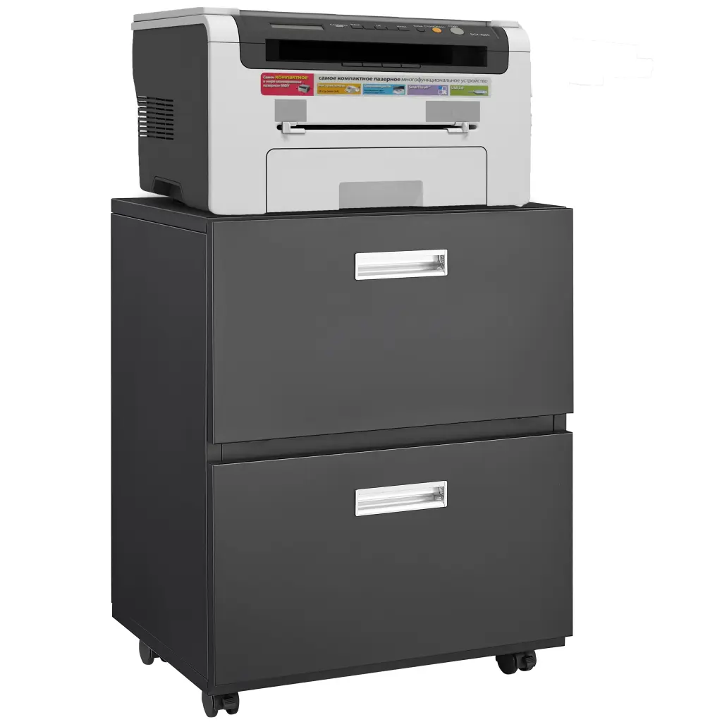 Stationary Home Decor Copier Cabinet Black 2 Door Alloy Metal Copier Stand Mobile euloong furniture
