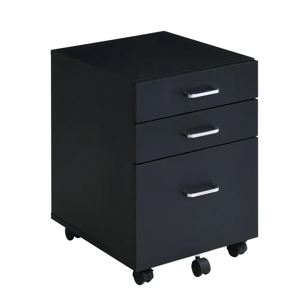 Black and Chrome 3 Drawer Rectangular File Cabinet 3-4 Capacity furniture max