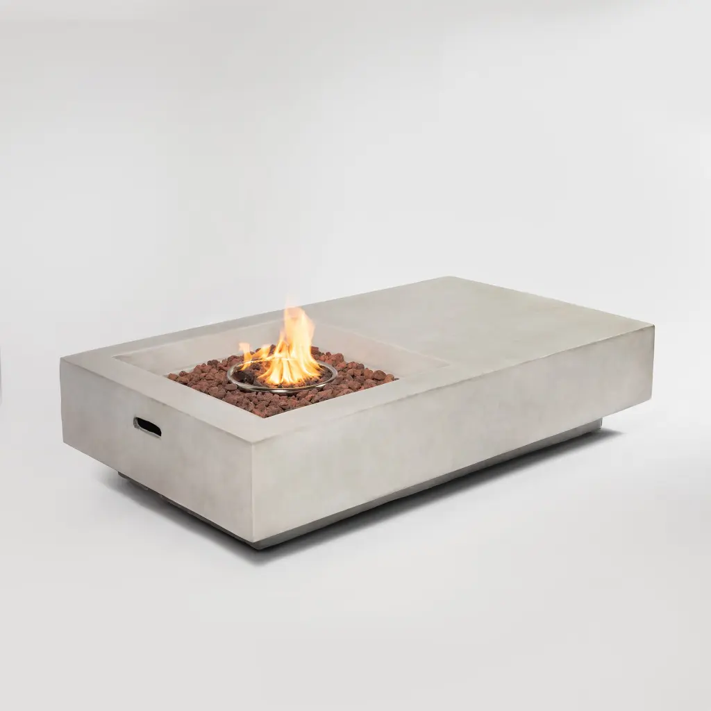 60 Inch Light Gray Concrete Fire Pit Table Outdoor Patio as outdoor heating