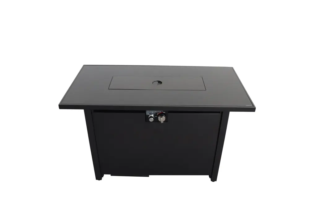 25 Inch H X 42 Inch W Steel Outdoor Fire Pit Table Lid - Black Steel Patio Furniture lsi patio furniture