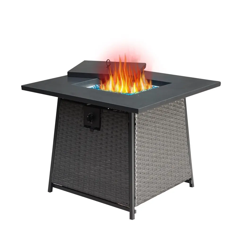 28 Inch Propane Fire Pit Table Blue Crystal Ball 50,000 BTU crefise patio life