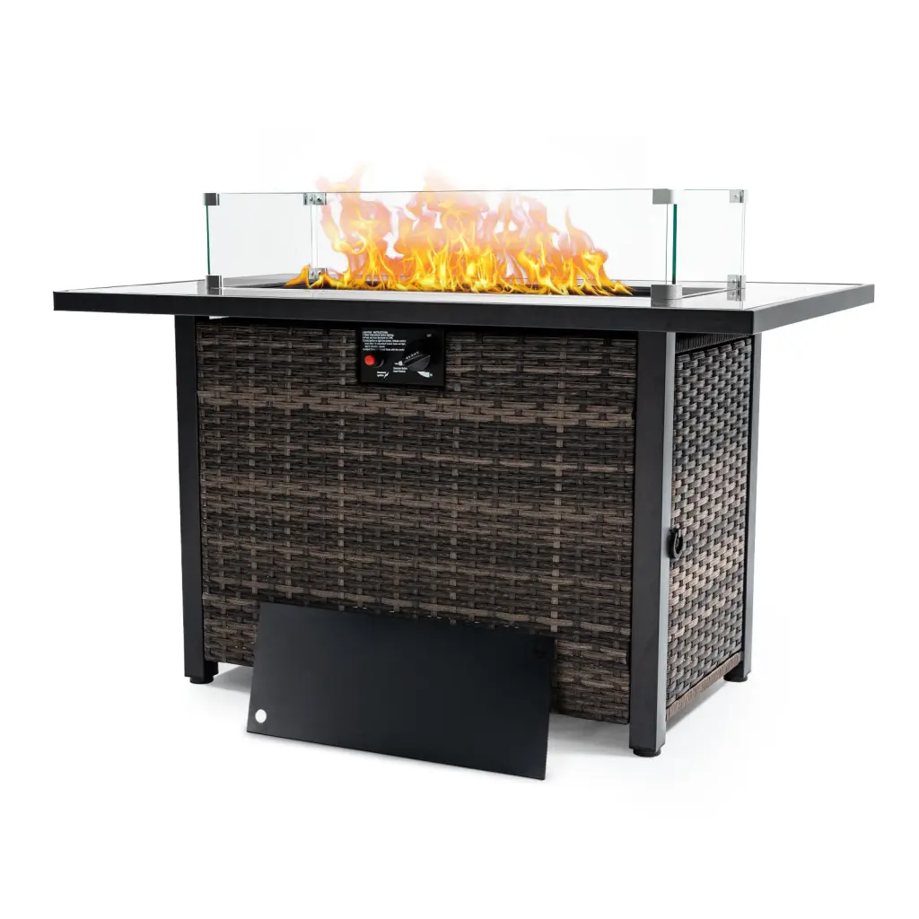 Outdoor Fire Pit 50,000 BTU Propane Gas Fire Table Lid vrshwo furniture