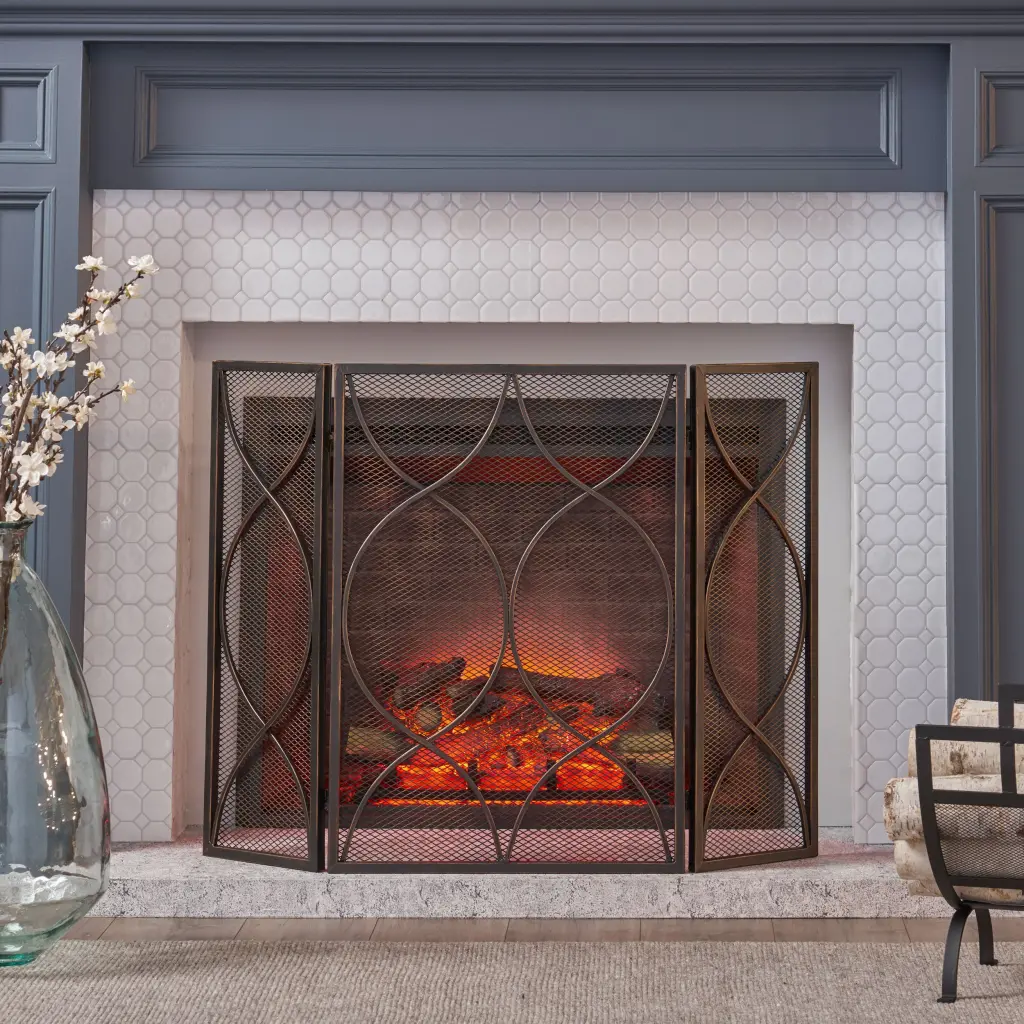 Black Fire Screen Precious Metal Ferrous Metal nh-home living