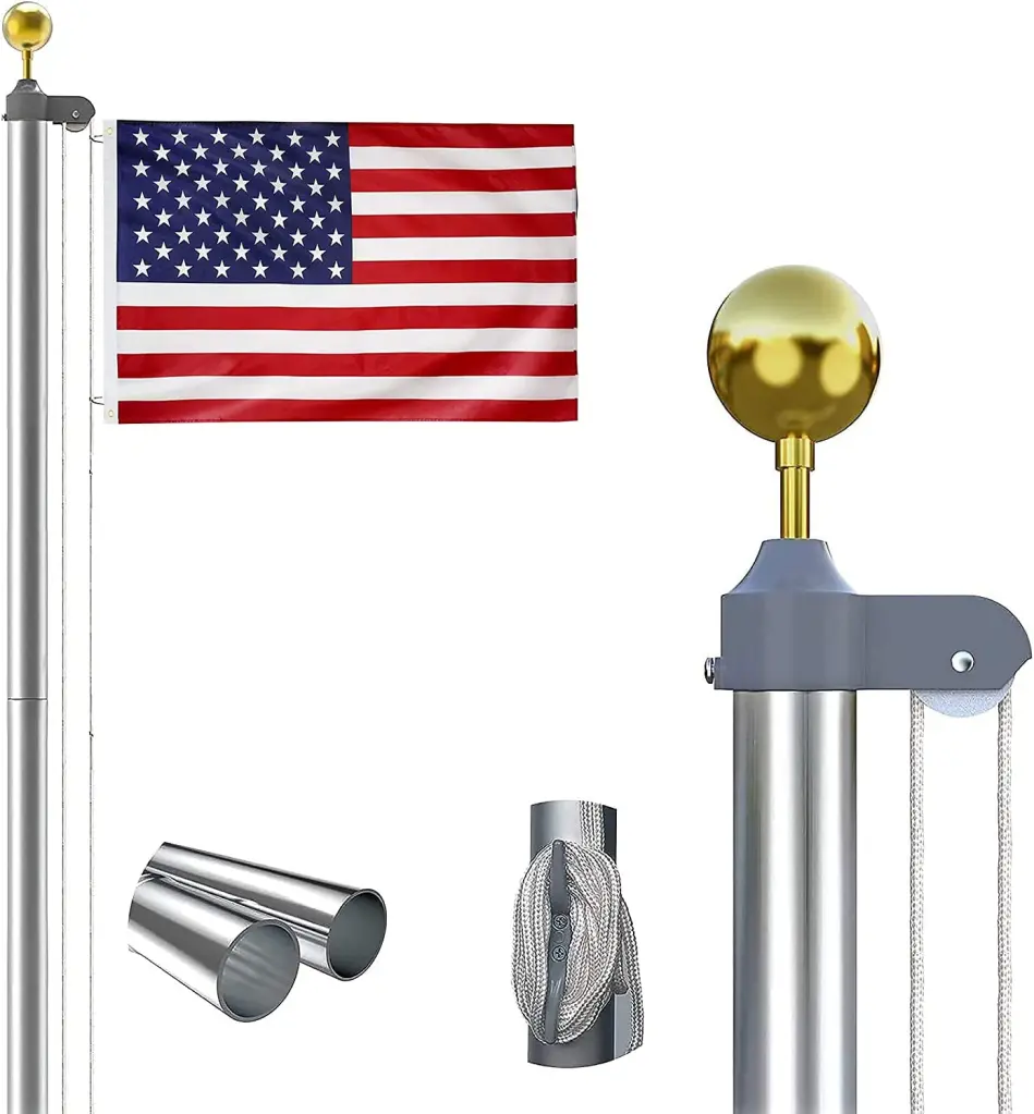 20Ft Flag Pole Silver Aluminium w2505