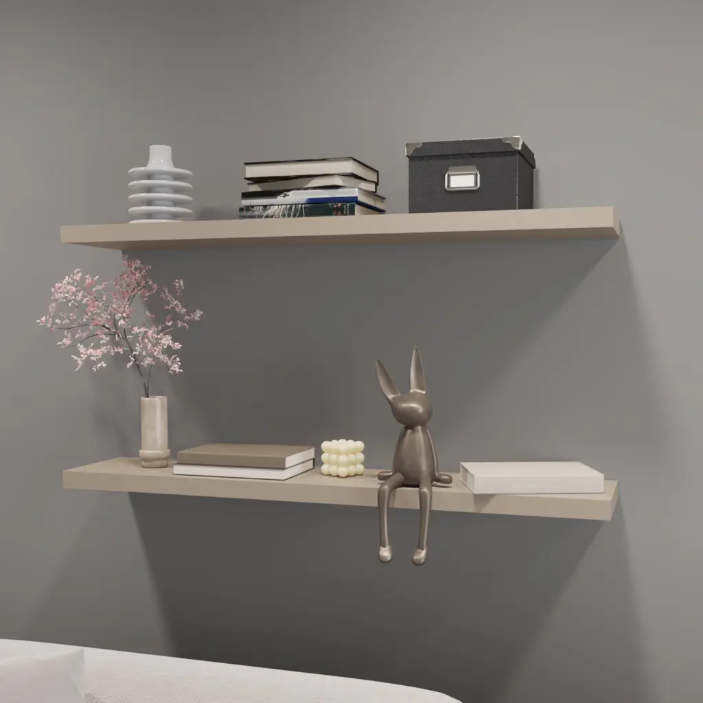 Greer Floating Shelf Melamine Taupe Minimalist Modern Part fm furniture