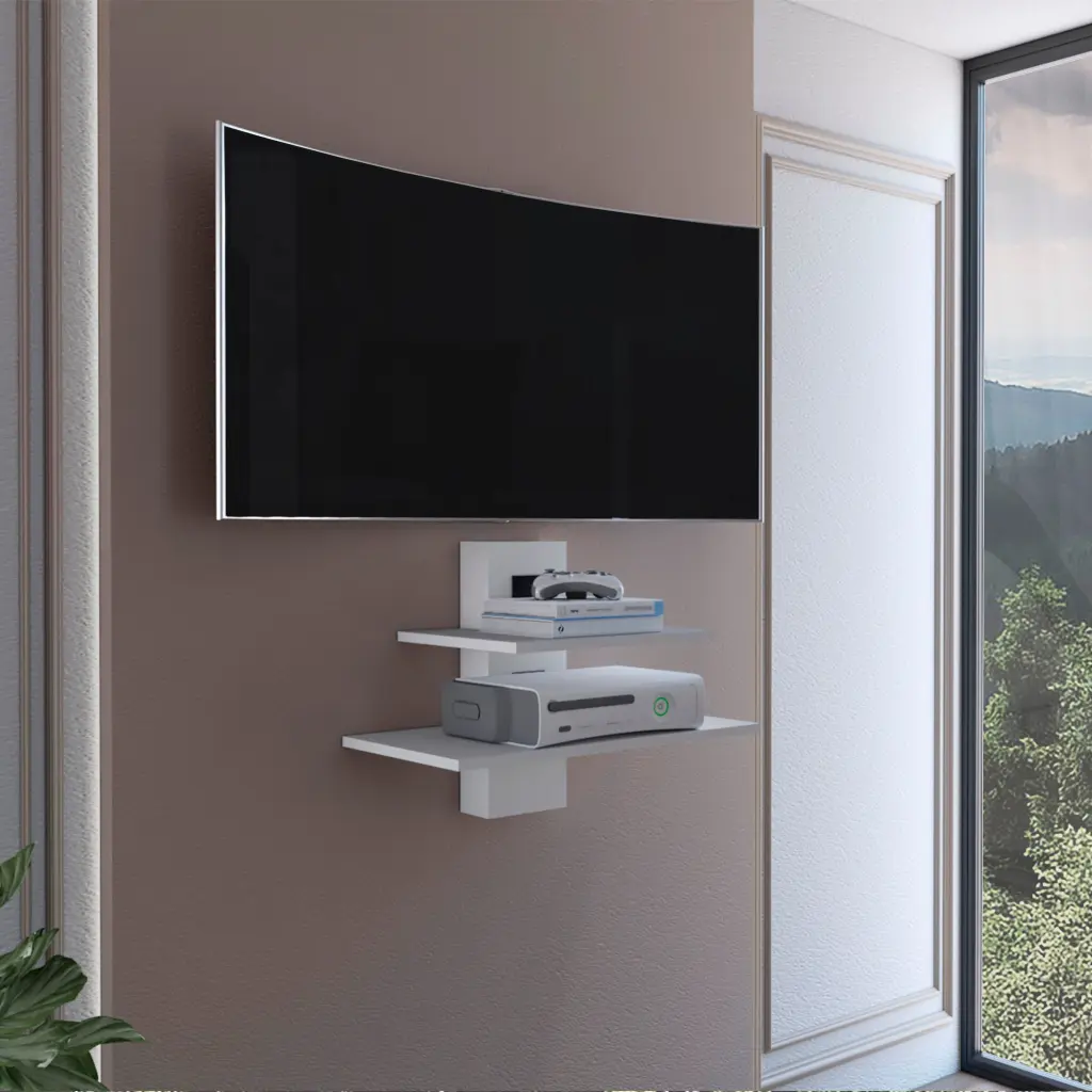 Burgos Floating Shelf 2 Tier Wall Unit Cable Management tuhome