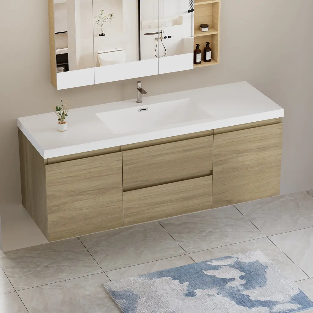 60 Inch Floating Bathroom Vanity Sink - Modern Wall Mounted Vanity bathin