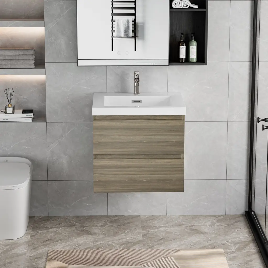 24 Inch Floating Bathroom Vanity Sink Modern Wall Mounted Storage bathin