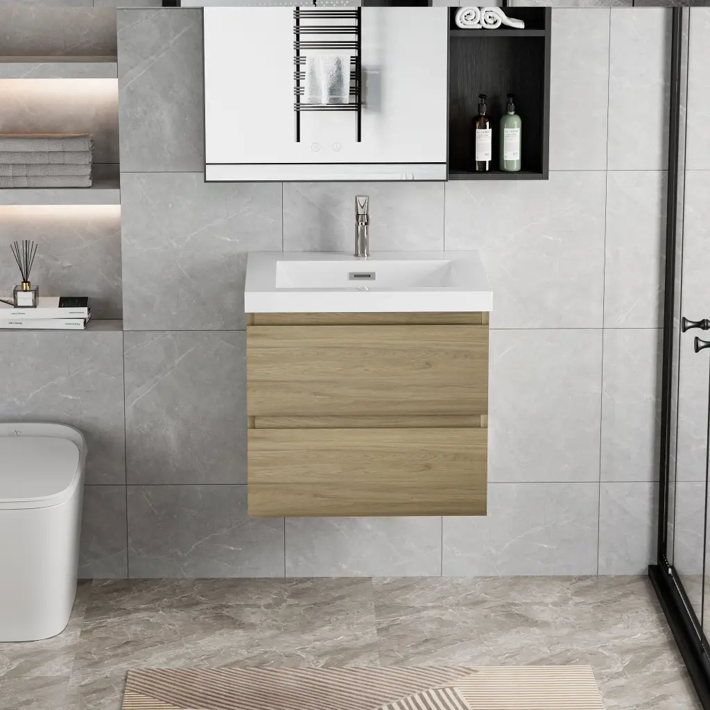 24 Inch Floating Bathroom Vanity Sink Modern Wall Mounted Bathroom Storage bathin