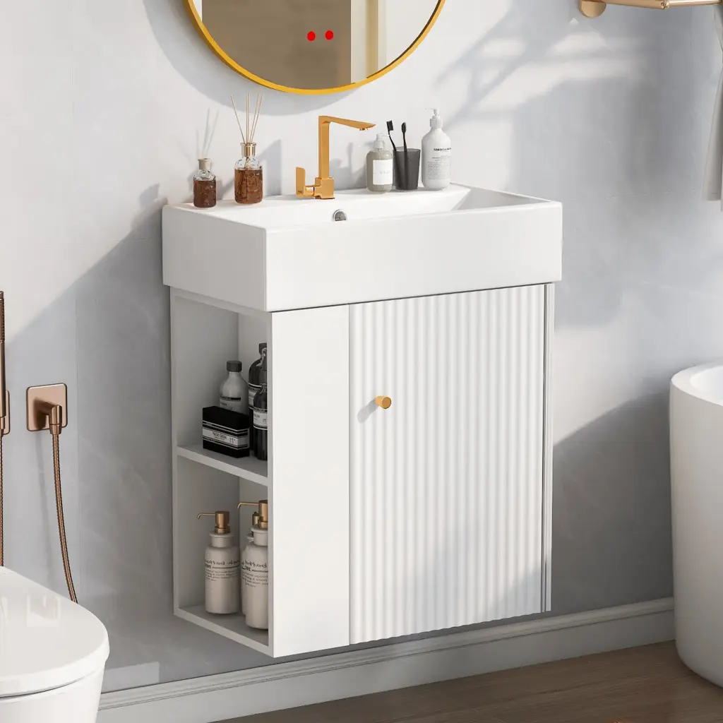 21.6 Inch Modern Floating Bathroom Vanity Ceramic Basin - Sleek Design rnb