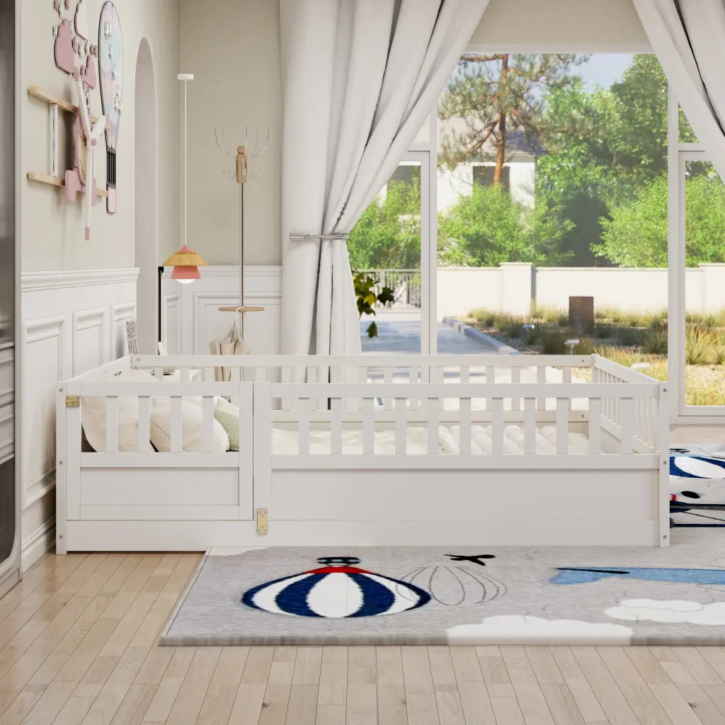 Full Size Floor Bed Integral Construction Super High Security Barrier Kids srh