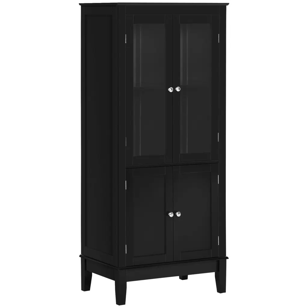 Kleankin Bathroom Floor Cabinet 2 Storage Cabinets Tempered Glass aosom business