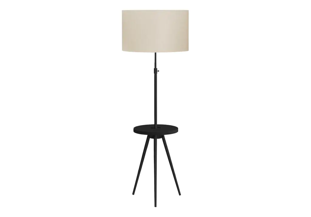 63 Inch Black Metal Floor Lamp Ivory Cream Shade Contemporary Design 8th street living