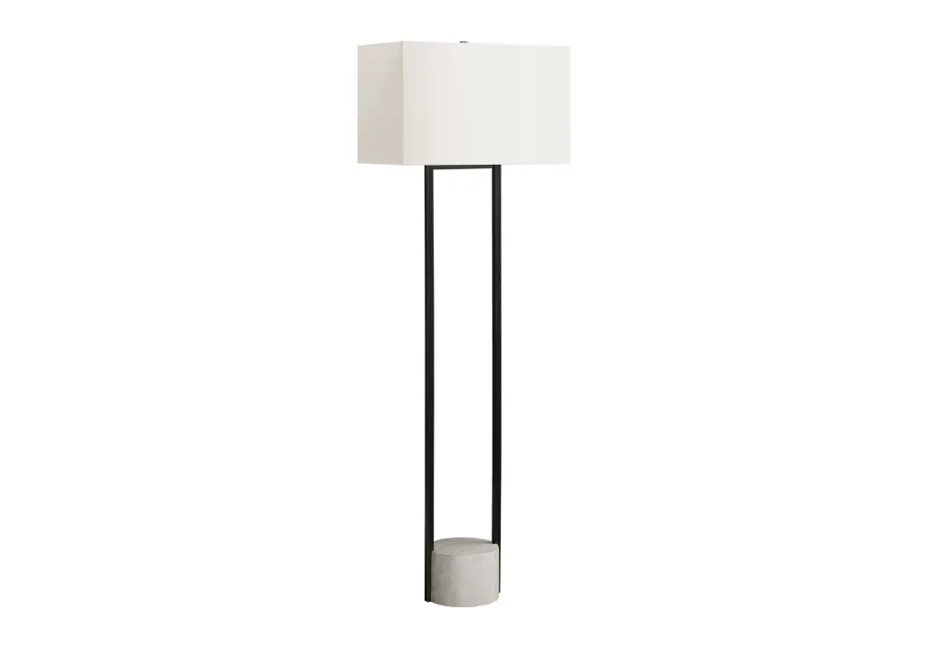62 Inch Floor Lamp Black Metal Base and Ivory Cream Shade Contemporary 8th street living