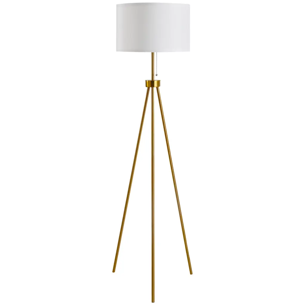 Homcom 59.75 Inch Gold Standing Floor Lamp Steel Tripod and Lampshade aosom business