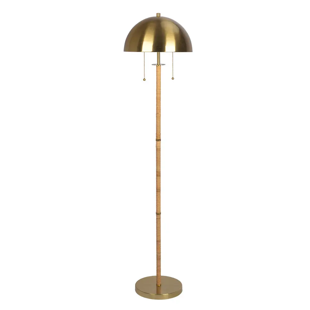 Allure 2 Light Floor Lamp Precious Metal Copper Alloy Natural Rattan Tube Double ashcroft furniture