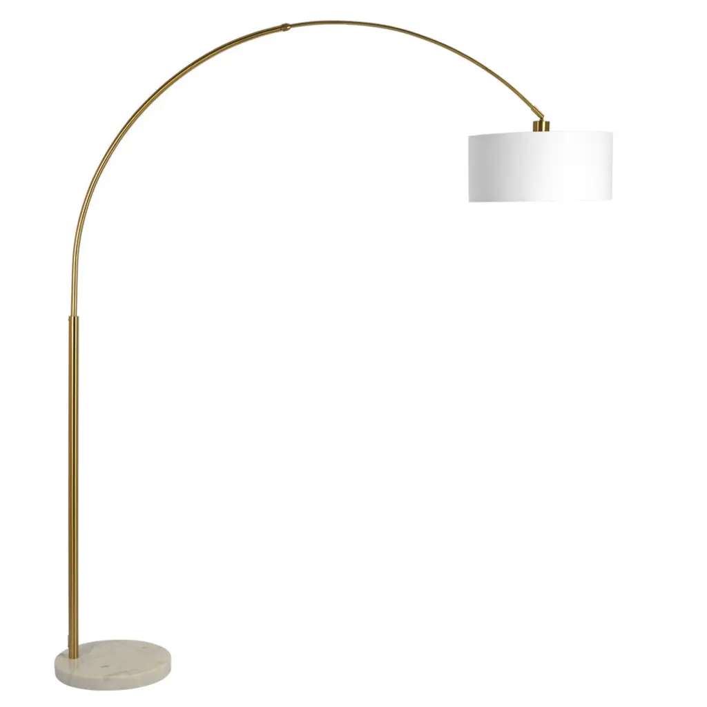 Ambient Arch Gold Brass Floor Lamp Large Linen Shade Living Room ashcroft furniture