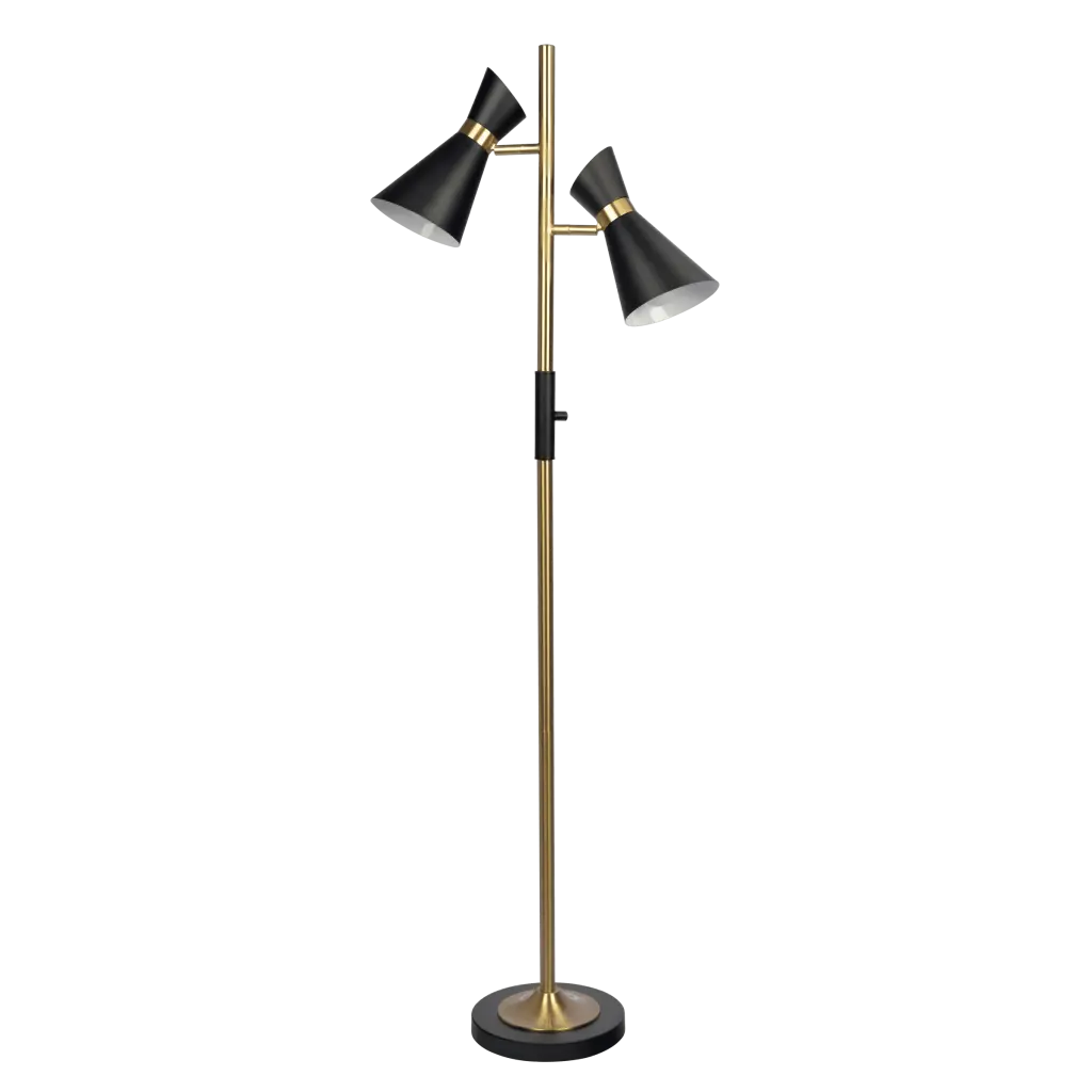 Axis Copper Alloy Floor Lamp 4 Way Switch Double Spots Metallic ashcroft furniture