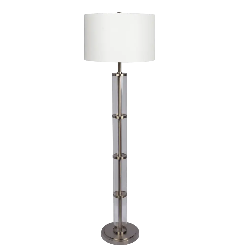 Nimbus Brushed Nickel Floor Lamp 3-Way Rotary Switch Clear Crystal ashcroft furniture