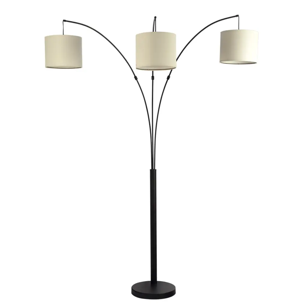 Royal 3 Arm Metallic Arc Floor Lamp Oil Rubbed Bronze Linen Shade 4 ashcroft furniture