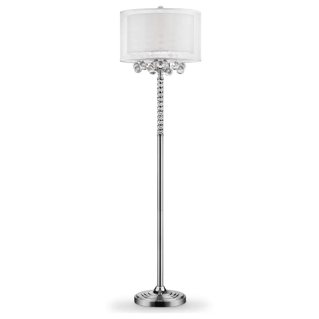 62.5 Inch Tall Floor Lamp Moiselle Shiny Metal and Glass Accents california home