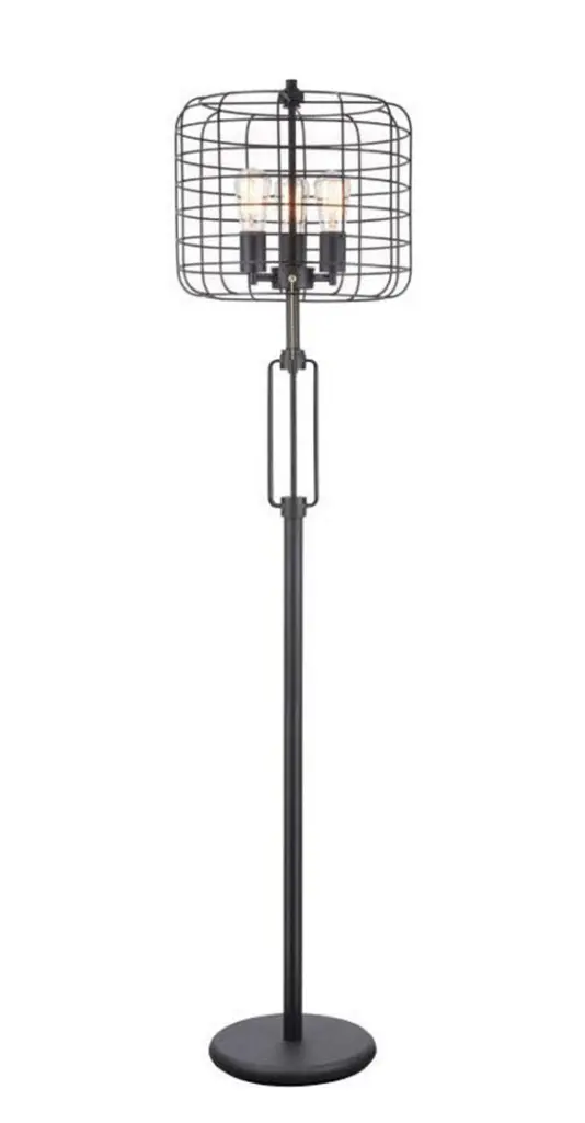 63 Inch Edison 3 Light Floor Lamp Industrial Cage Design Powder Coat california home
