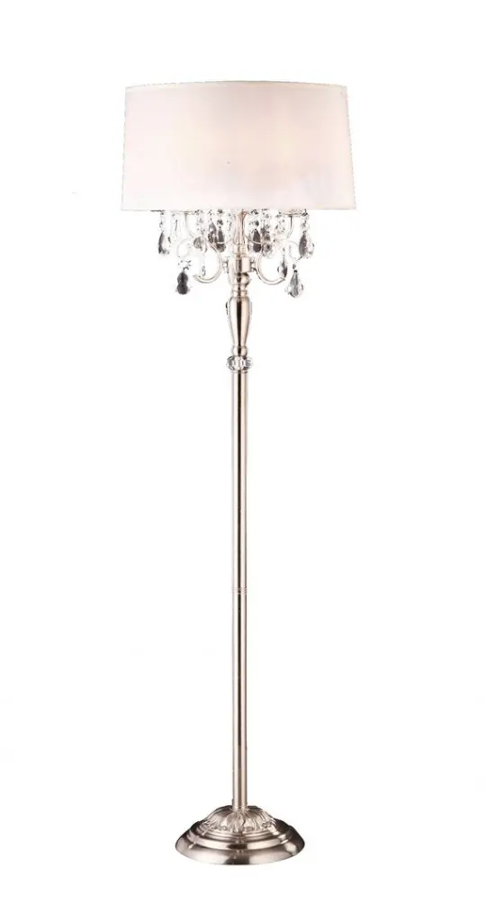 62 Inch Tall Metallic Floor Lamp Shiny Finish and Glass Accents california home