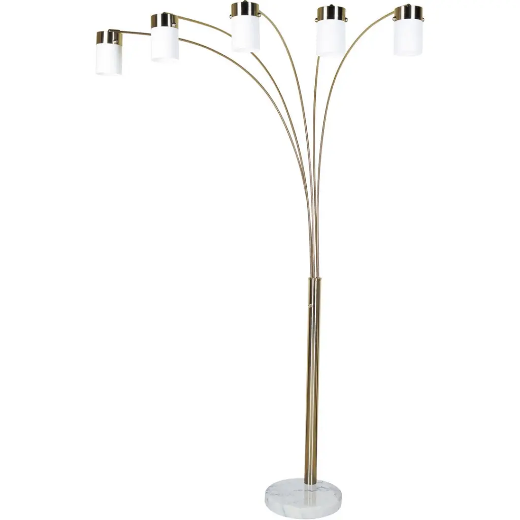 84 Tall Metallic Floor Lamp Nickel Finish And 5 White Shaded Arches california home