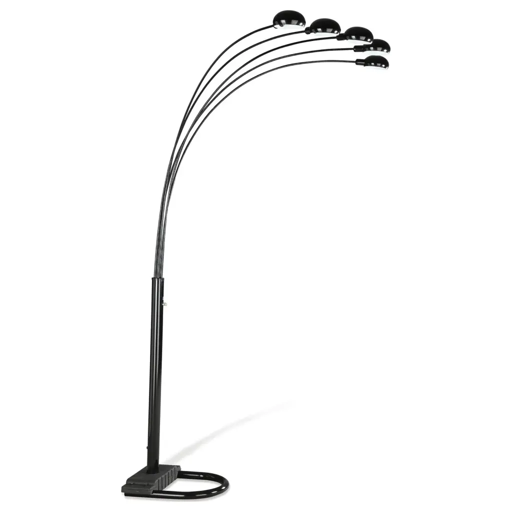 Satin Black 5 Light Floor Lamp Contemporary Home Decor furniture max