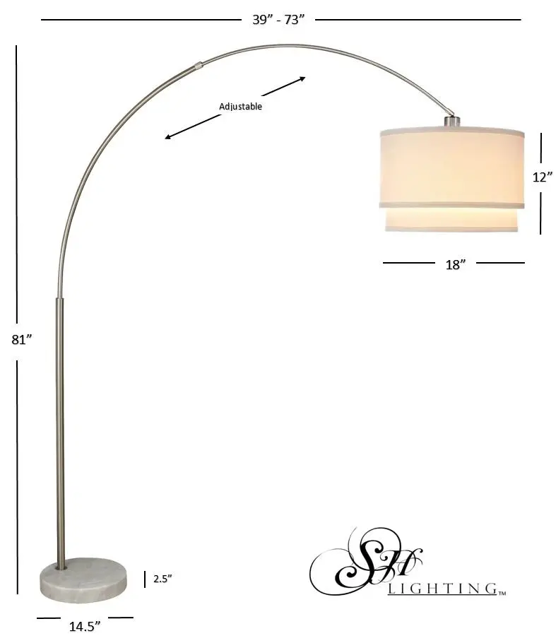81 Inch Double Shade Stone Base Floor Lamp Brushed Nickel Metal sh lighting