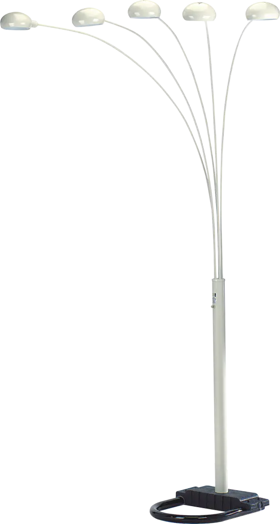 84 Inch White 5 Head Cap Style Floor Lamp Metallic Finish Adjustable sh lighting