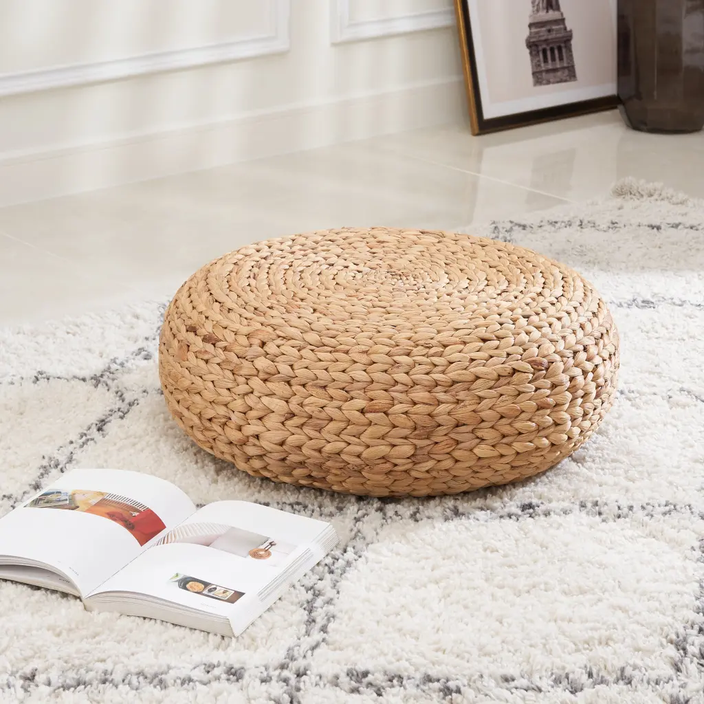 Ludmila Water Hyacinth Woven Tatami Floor Cushion Zen and Meditation sol
